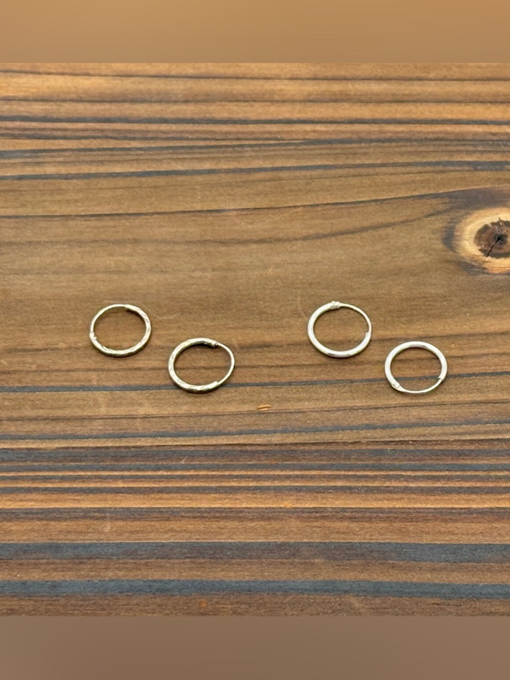 Dainty Silvertone Segmented Hoop Earrings - 2 Pairs